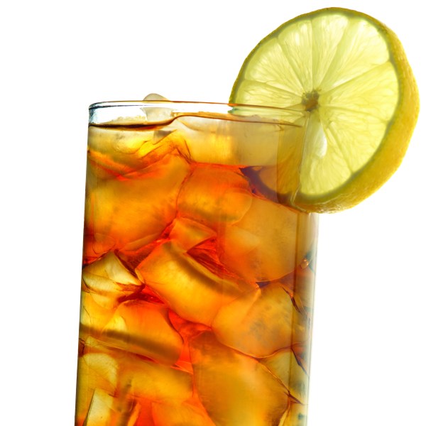 iced tea isolated on white closeup